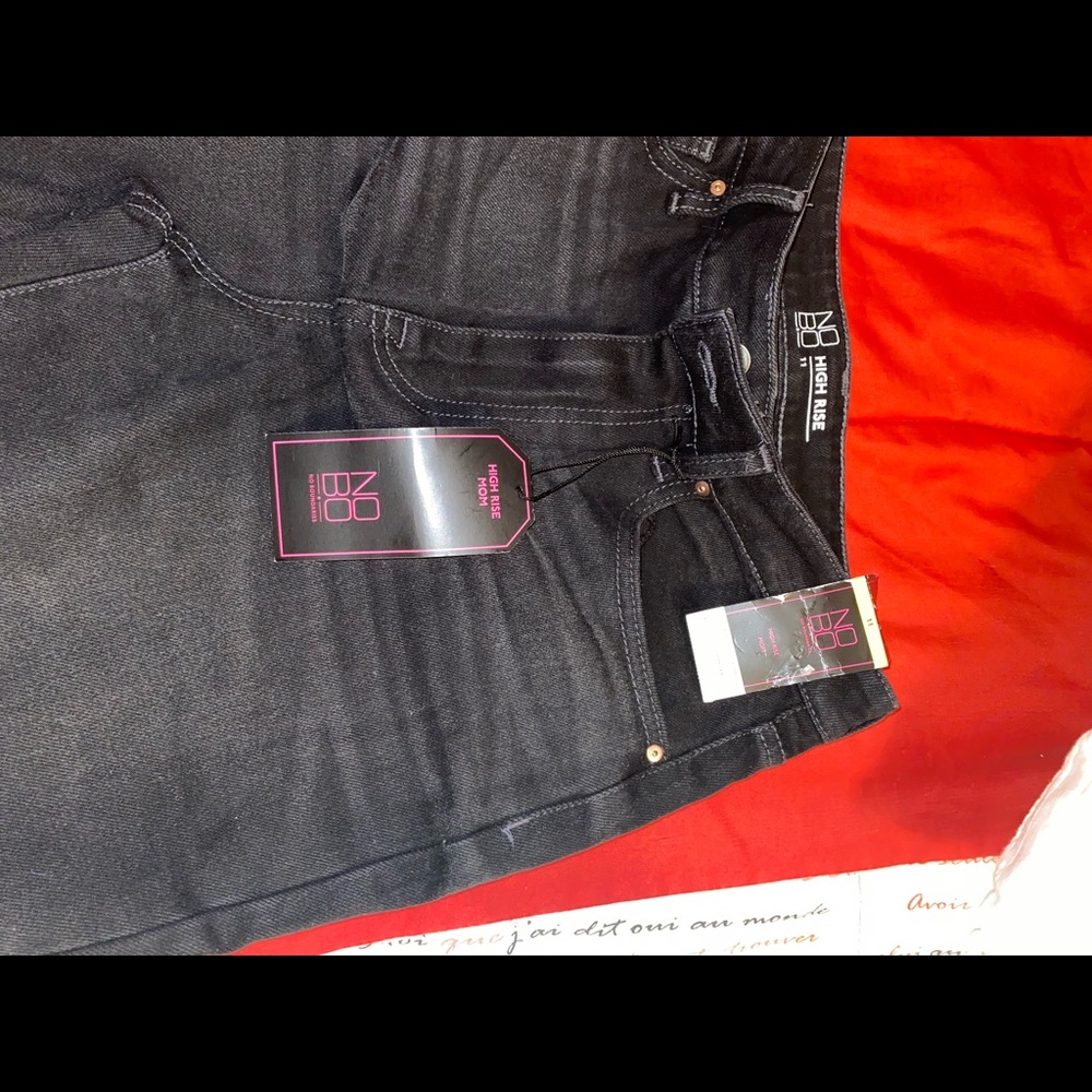 Black cut out knee  mom fit jeans